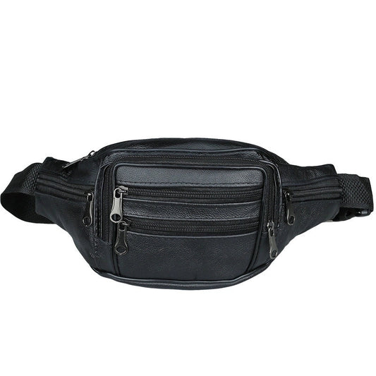 Men's Basic Solid Color Pu Leather Waist Bags