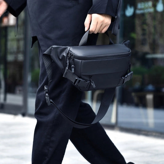 Women's Solid Color Pu Leather Sewing Thread Zipper Fanny Pack