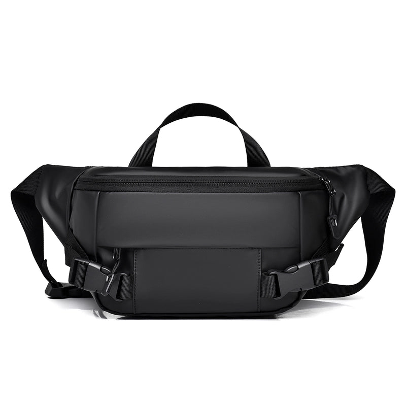 Women's Solid Color Pu Leather Sewing Thread Zipper Fanny Pack
