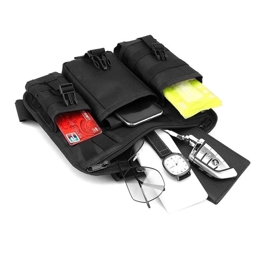 Men's Solid Color Nylon Zipper Fanny Pack Hiking Backpack