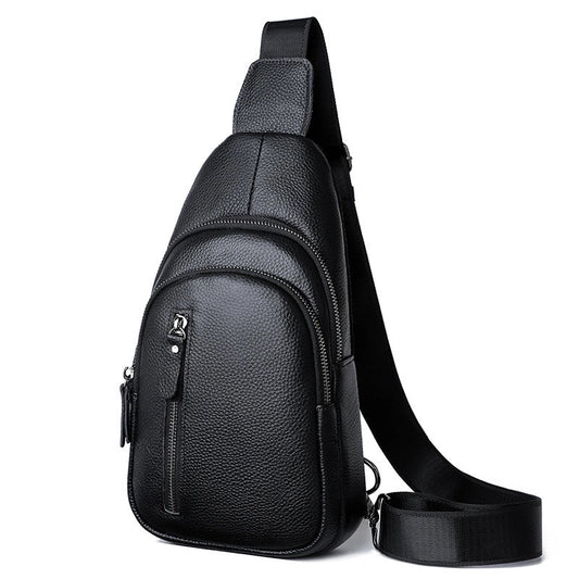 Men's Streetwear Solid Color Leather Waterproof Waist Bags