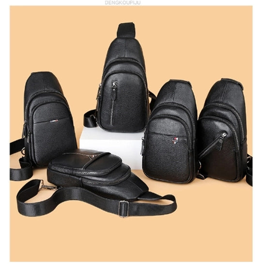 Men's Streetwear Solid Color Leather Waterproof Waist Bags