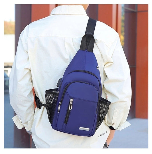 Men's Solid Color Oxford Cloth Zipper Fanny Pack