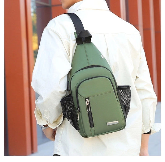 Men's Solid Color Oxford Cloth Zipper Fanny Pack