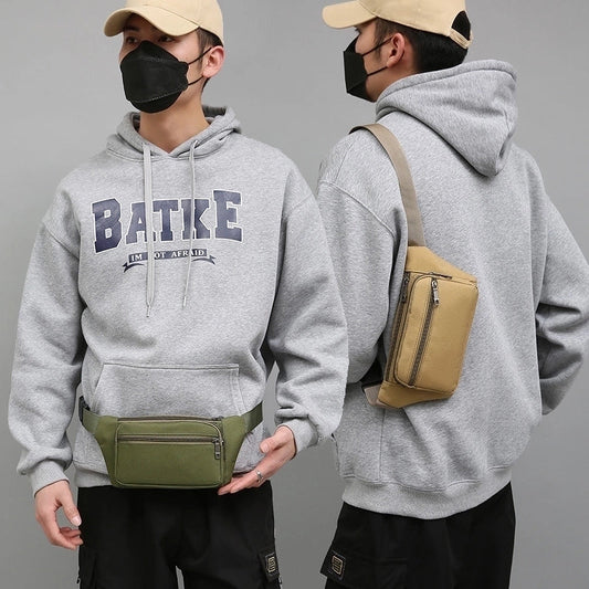 Men's Classic Style Solid Color Oxford Cloth Waist Bags