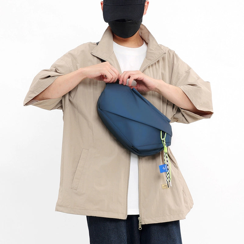 Men's Solid Color Water Repellent Sewing Thread Zipper Fanny Pack