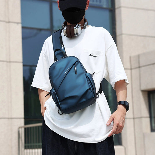 Men's Solid Color Water Repellent Sewing Thread Zipper Fanny Pack