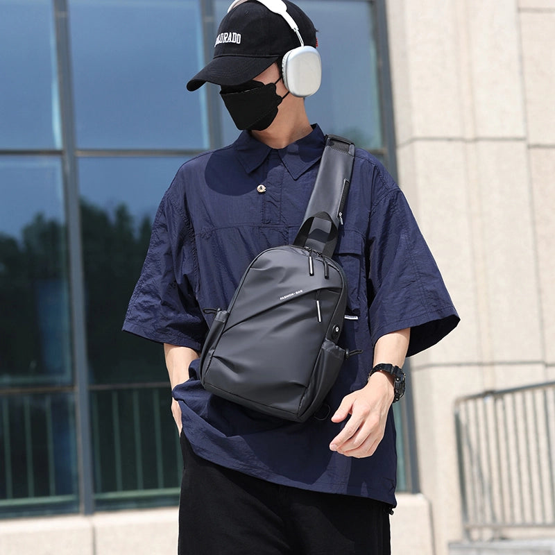 Men's Solid Color Water Repellent Sewing Thread Zipper Fanny Pack