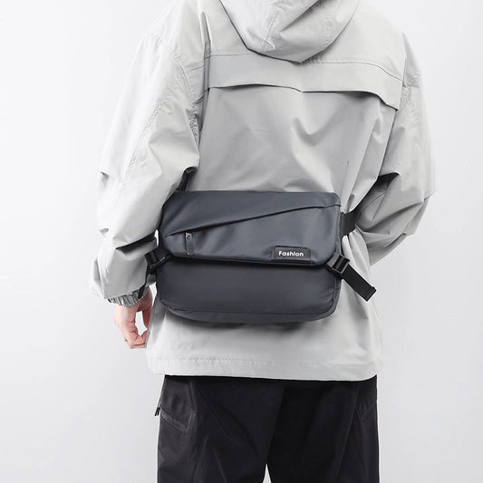 Men's Solid Color Oxford Cloth Sewing Thread Zipper Fanny Pack Hiking Backpack