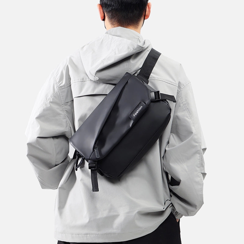 Men's Solid Color Oxford Cloth Sewing Thread Zipper Fanny Pack Hiking Backpack