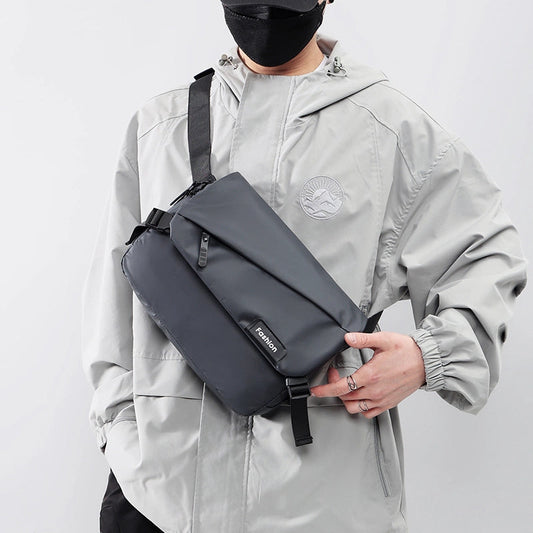 Men's Solid Color Oxford Cloth Sewing Thread Zipper Fanny Pack Hiking Backpack