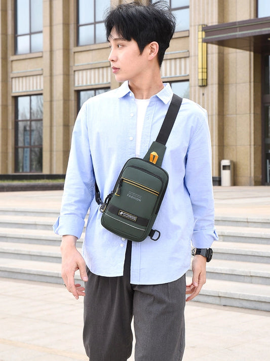 Men's Solid Color High Quality Fabric Sewing Thread Zipper Fanny Pack