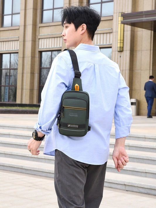 Men's Solid Color High Quality Fabric Sewing Thread Zipper Fanny Pack