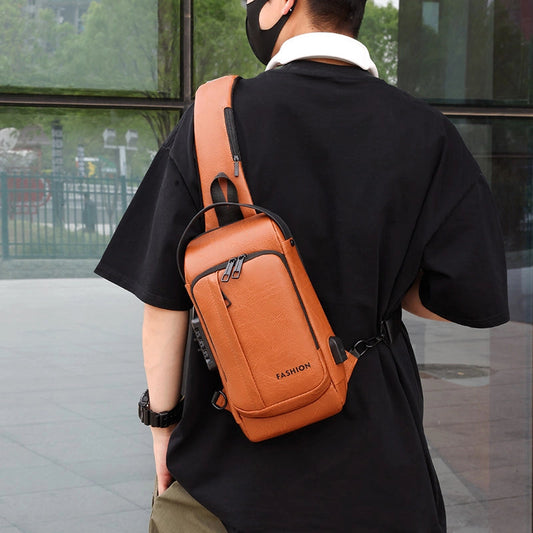 Men's Solid Color Water Repellent Sewing Thread Zipper Fanny Pack