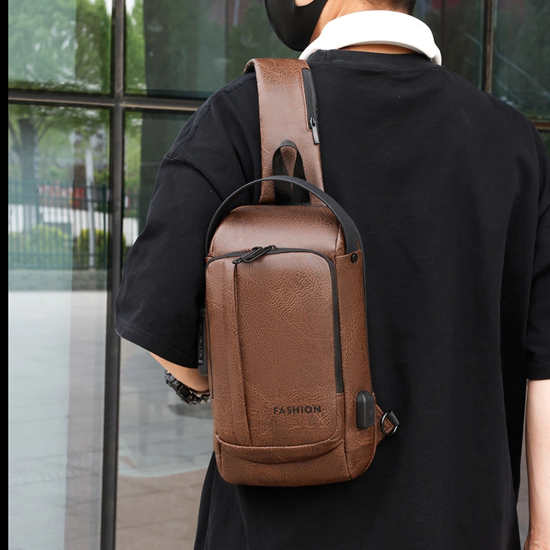 Men's Solid Color Water Repellent Sewing Thread Zipper Fanny Pack