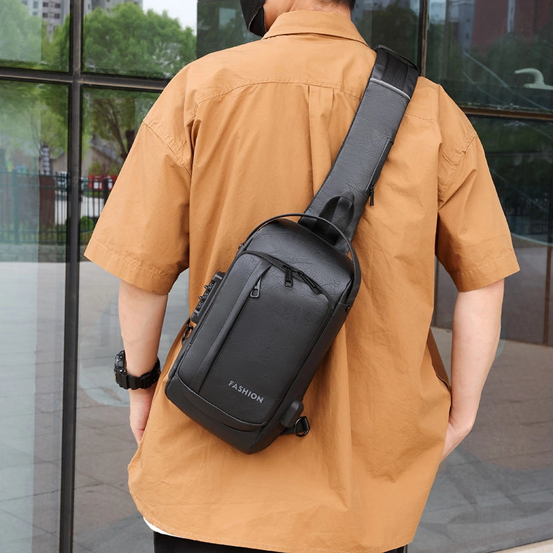 Men's Solid Color Water Repellent Sewing Thread Zipper Fanny Pack