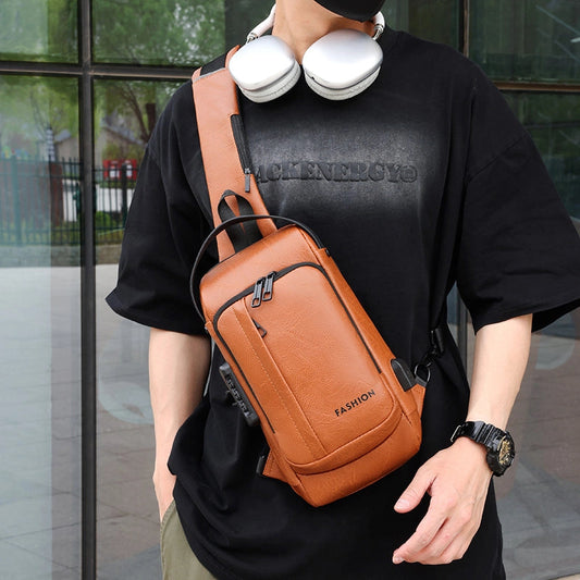 Men's Solid Color Water Repellent Sewing Thread Zipper Fanny Pack