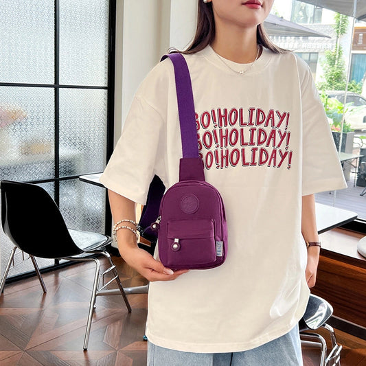 Unisex Solid Color Nylon Sewing Thread Zipper Fanny Pack