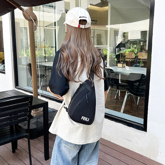 Unisex Solid Color Nylon Sewing Thread Zipper Fanny Pack