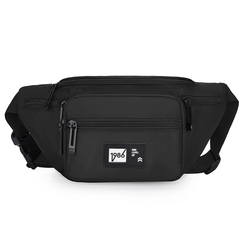 Unisex Solid Color Nylon Sewing Thread Zipper Crossbody Bag Fanny Pack