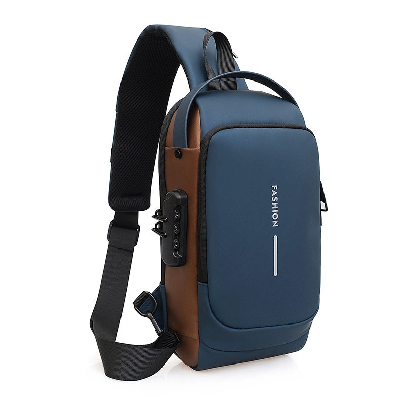 Men's Solid Color Oxford Cloth Zipper Fanny Pack