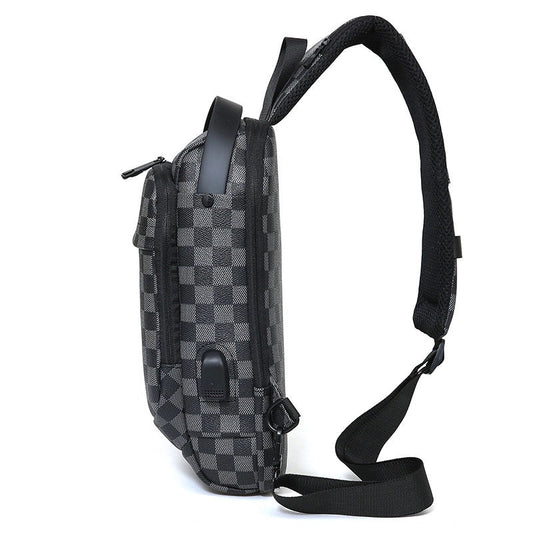 Men's Lattice Pu Leather Zipper Fanny Pack