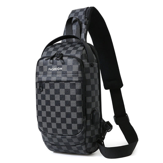 Men's Lattice Pu Leather Zipper Fanny Pack