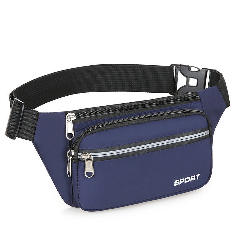 Men's Solid Color Oxford Cloth Zipper Fanny Pack