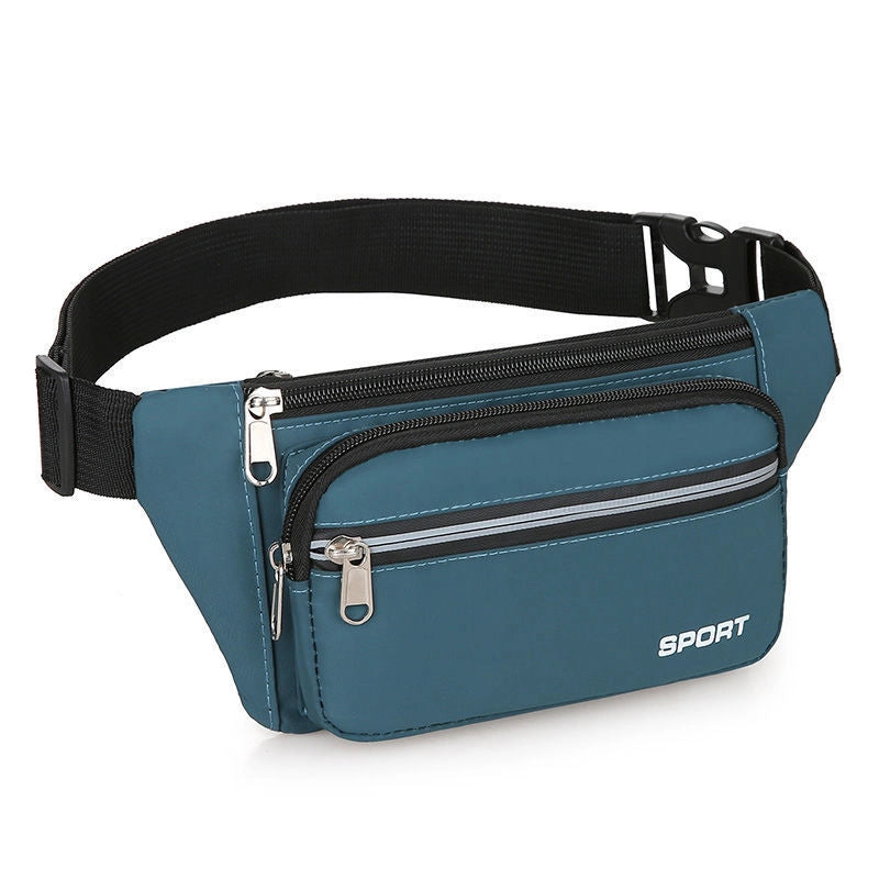 Men's Solid Color Oxford Cloth Zipper Fanny Pack