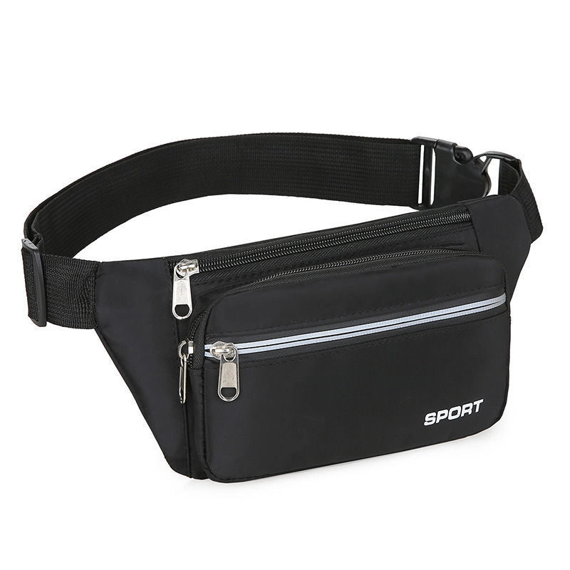 Men's Solid Color Oxford Cloth Zipper Fanny Pack