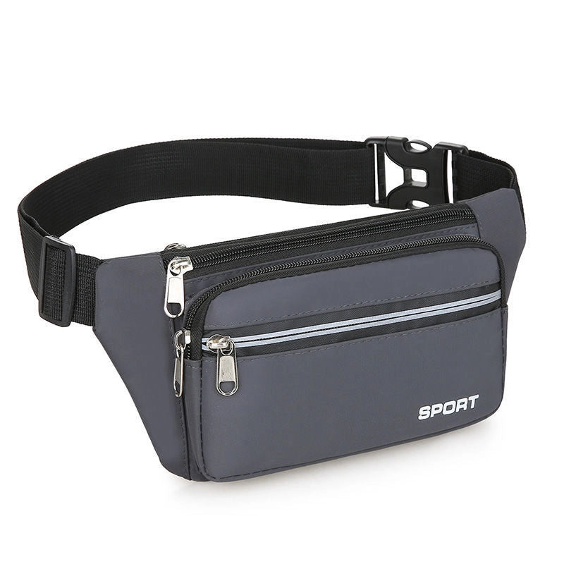 Men's Solid Color Oxford Cloth Zipper Fanny Pack