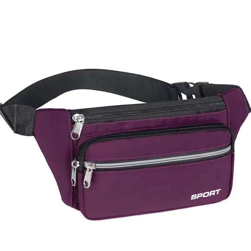 Men's Solid Color Oxford Cloth Zipper Fanny Pack
