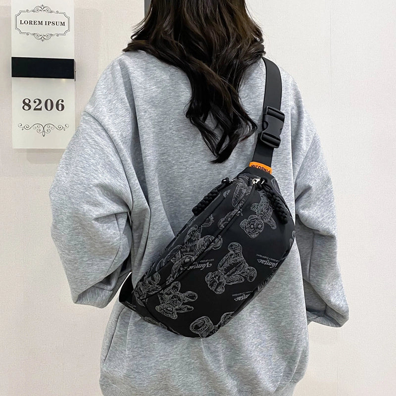 Unisex Little Bear Nylon Zipper Fanny Pack