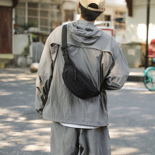 Unisex Solid Color Nylon Zipper Fanny Pack