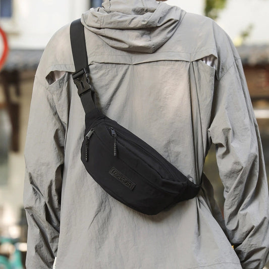 Unisex Solid Color Nylon Zipper Fanny Pack