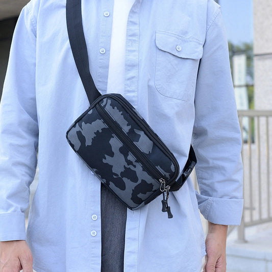 Men's Nylon Solid Color Camouflage Classic Style Square Zipper Fanny Pack