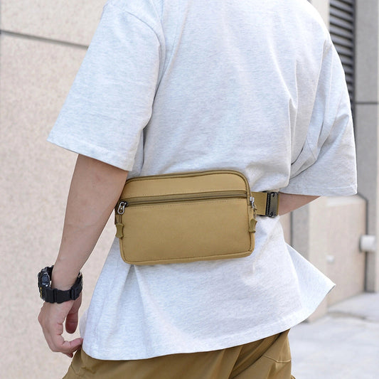 Men's Nylon Solid Color Camouflage Classic Style Square Zipper Fanny Pack
