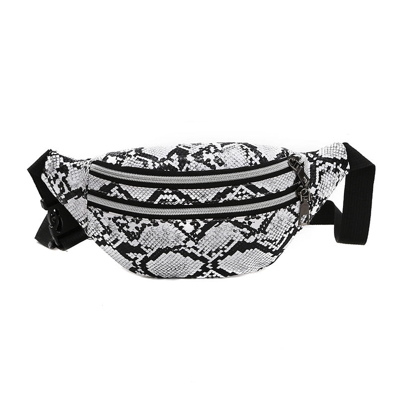 Men's Snakeskin Pu Leather Zipper Fanny Pack