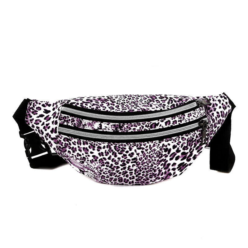 Men's Leopard Pu Leather Zipper Fanny Pack