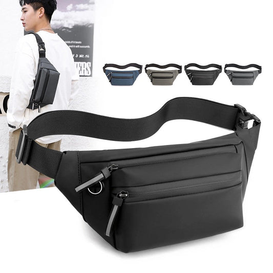 Men's Solid Color Oxford Cloth Zipper Fanny Pack