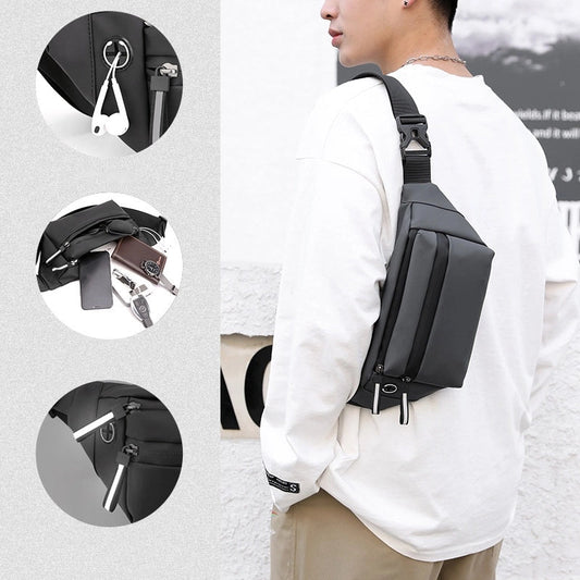 Men's Solid Color Oxford Cloth Zipper Fanny Pack