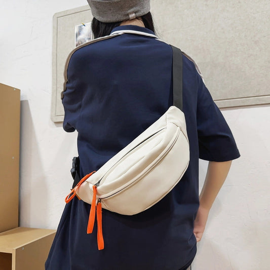 Unisex Solid Color Nylon Sewing Thread Zipper Fanny Pack