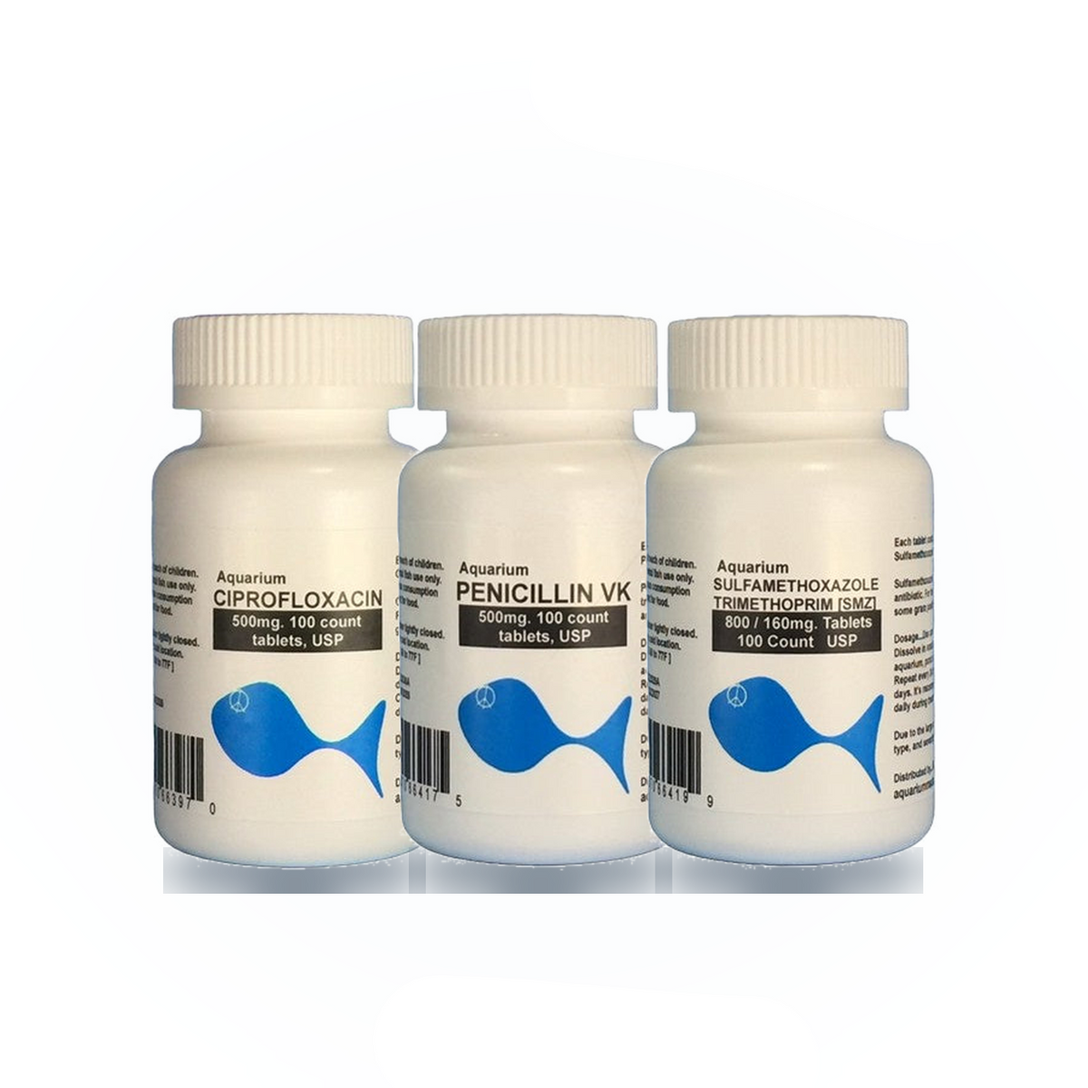 Fish Room & Breeder Bulk Pack (Flox 500 + Penicillin 500 + Sulfa 960, 100-count bottles)
