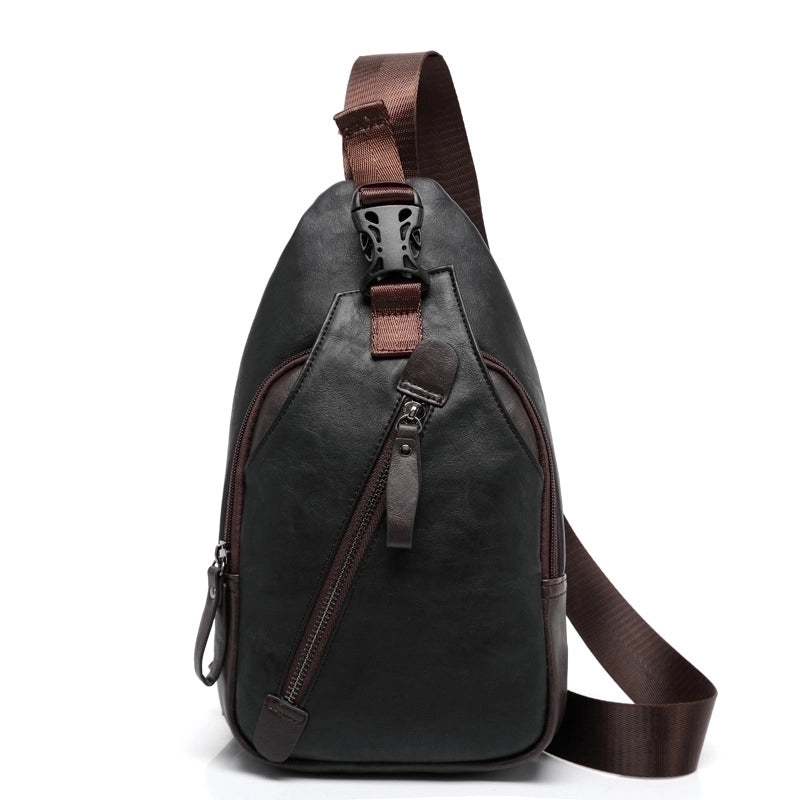 Men's Streetwear Sports Solid Color Pu Leather Waterproof Waist Bags
