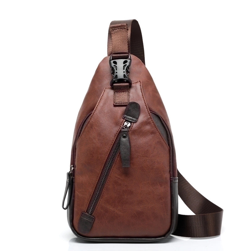 Men's Streetwear Sports Solid Color Pu Leather Waterproof Waist Bags