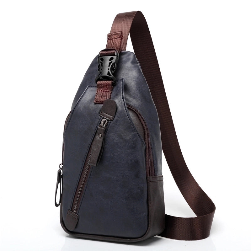 Men's Streetwear Sports Solid Color Pu Leather Waterproof Waist Bags