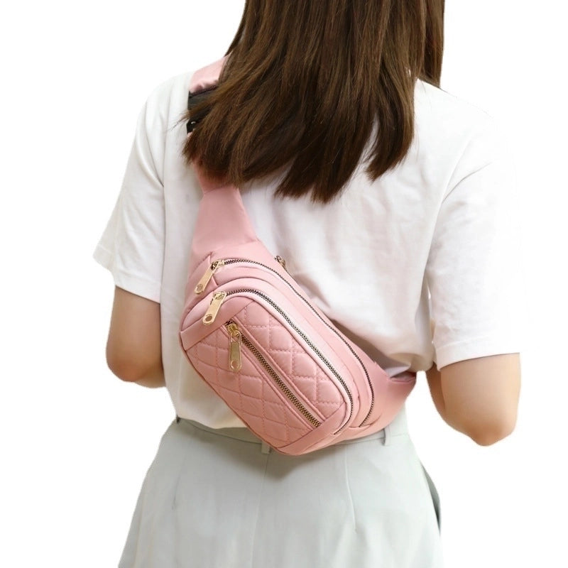Unisex Fashion Lingge Polyester Waist Bags