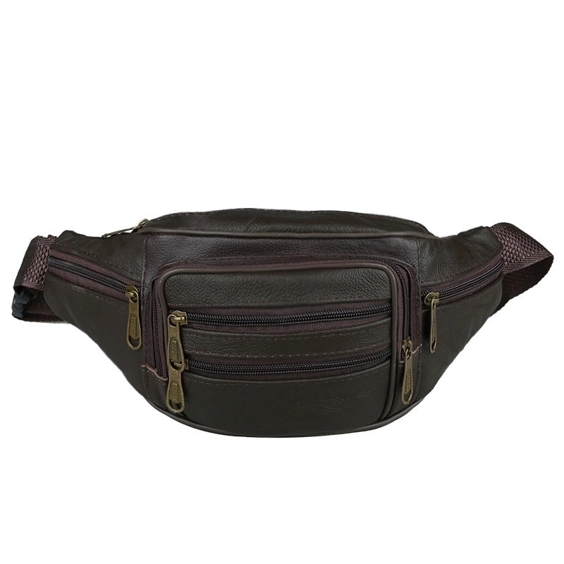 Men's Basic Solid Color Pu Leather Waist Bags