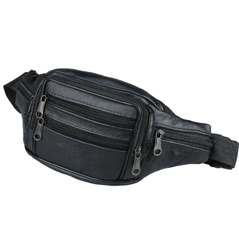 Men's Basic Solid Color Pu Leather Waist Bags