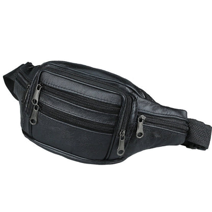 Men's Basic Solid Color Pu Leather Waist Bags